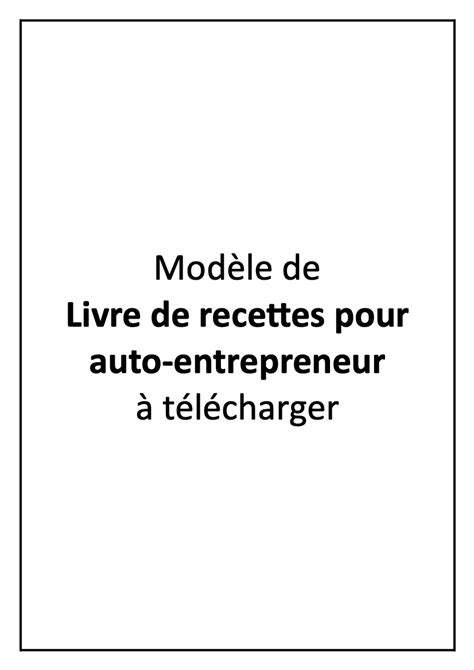 Livre de recettes pour auto-entrepreneur