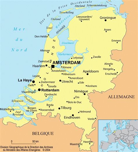Localisation des Pays-Bas en Europe