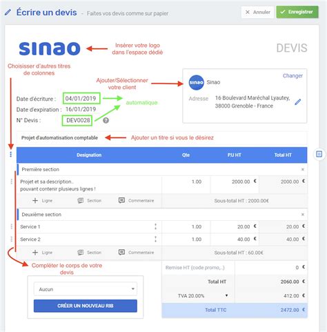 Logiciel de facturation Sinao