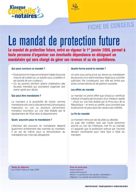 Mandat de protection future fonctionnement