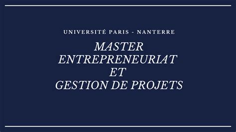Master Entrepreneuriat et Projets Innovants