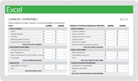 Modèle Excel de comptabilité