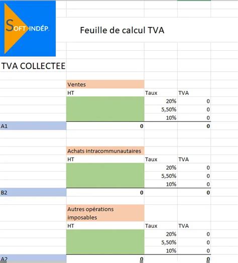 Modèle Excel pour le calcul de la TVA