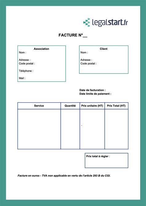 Modèle de Facture Association