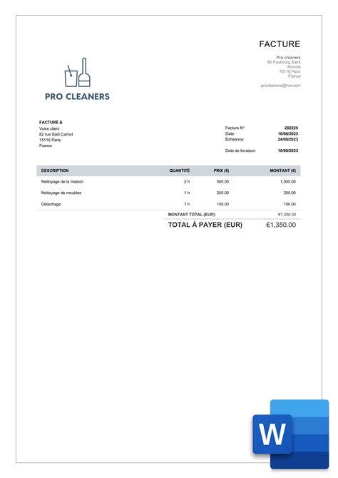 Modèle de Facture Word