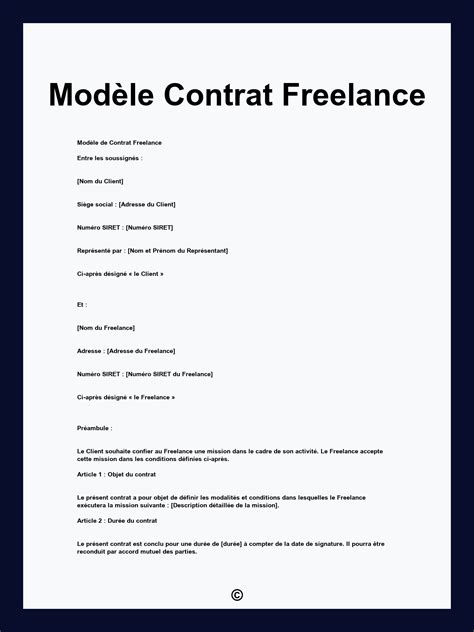 Modèle de contrat freelance