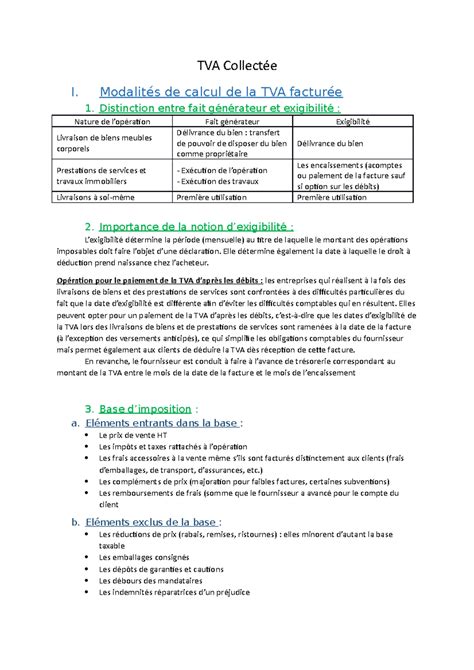 Modalités TVA