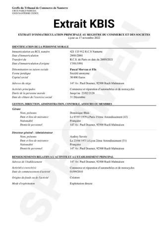Modification activité Kbis