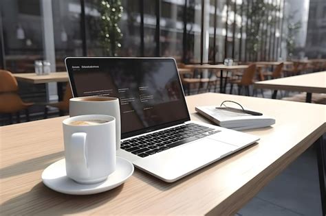Ordinateur portable sur une table avec une tasse de café