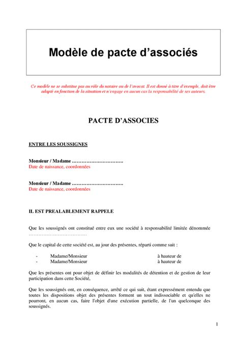 Pacte d'associés