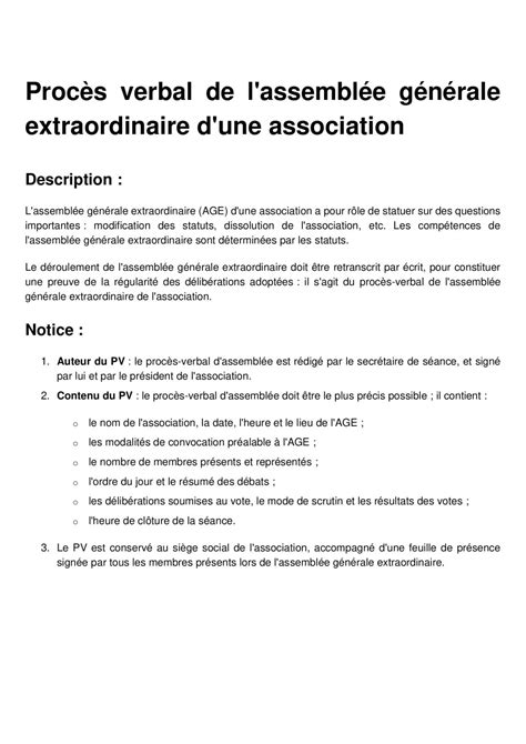 Procès-Verbal Assemblée Générale