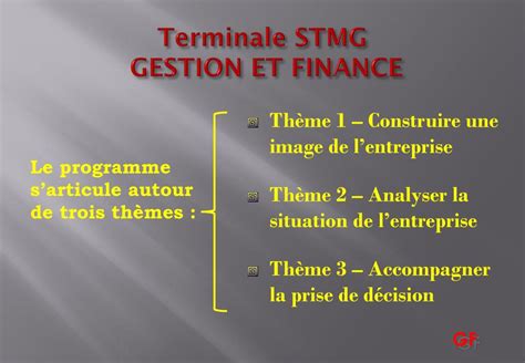 Programme de la spécialité « Gestion et Finance » en STMG