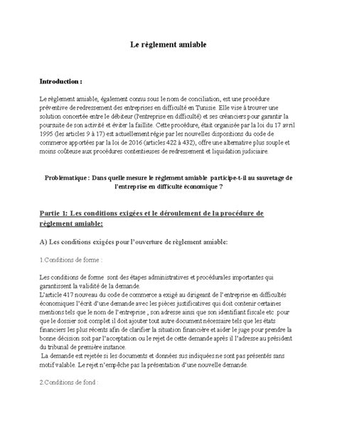 Règlement à l'amiable