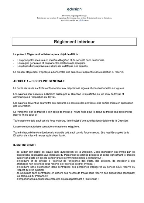 Règlement intérieur