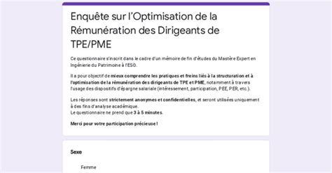 Rémunération des dirigeants de TPE/PME