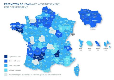 Répartition du prix moyen de l'eau en France