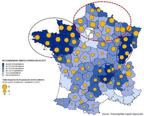 Répartition géographique des exploitations de lait de brebis