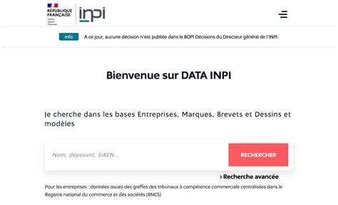 Recherche d'antériorité sur le site de l'INPI