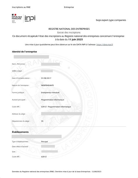 Registre d'immatriculation auto-entreprise