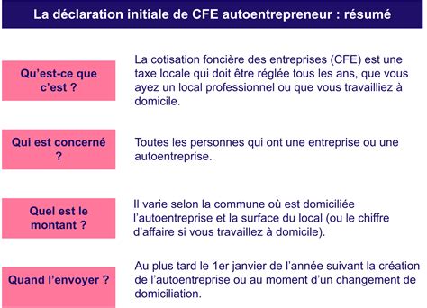 Schéma explicatif de la CFE pour auto-entrepreneur