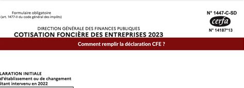 Schéma simplifié de la déclaration CFE