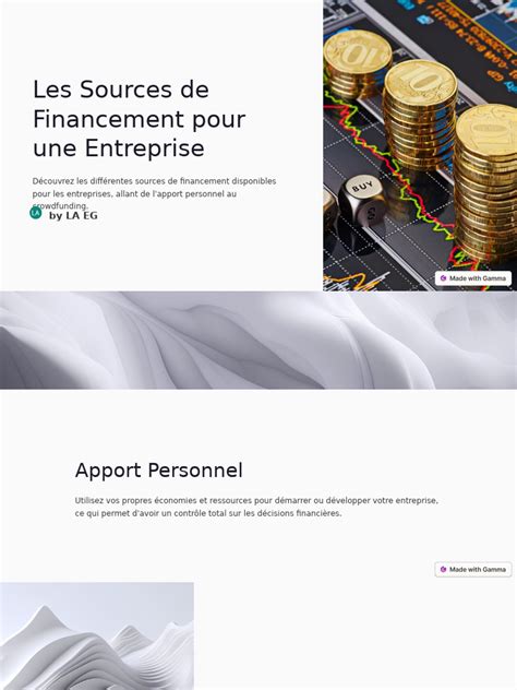 Sources de financement pour entreprise