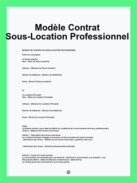 Sous-location professionnelle