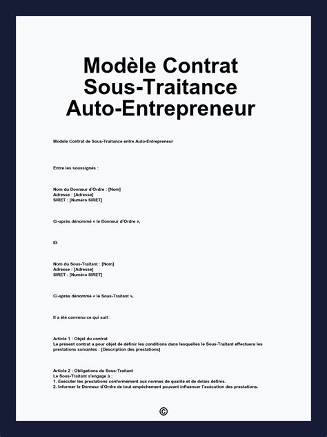 Sous-traitance et Auto-Entrepreneur