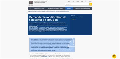 Statut de diffusion des données