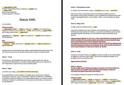 Statut juridique SARL