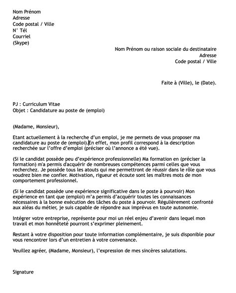 Structure d'une lettre de motivation