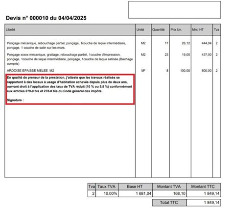 TVA réduite exemple