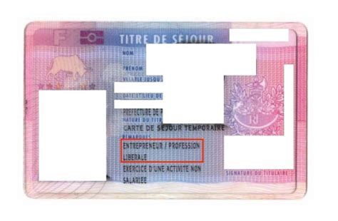 Titre de séjour entrepreneur profession libérale