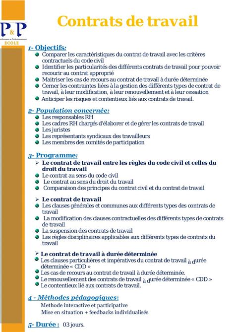 Types de contrats Paul