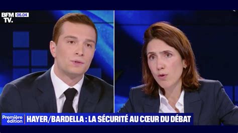 Valérie Hayer et Jordan Bardella lors d'un débat