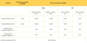 Variantes tarifaires du tarif jaune