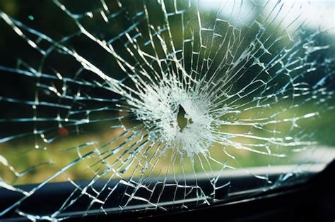 Voiture avec pare-brise endommagé