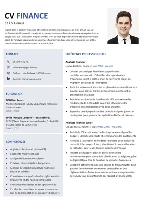 compétences CV finance