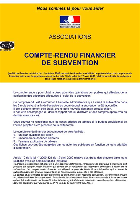 compte rendu financier de subvention